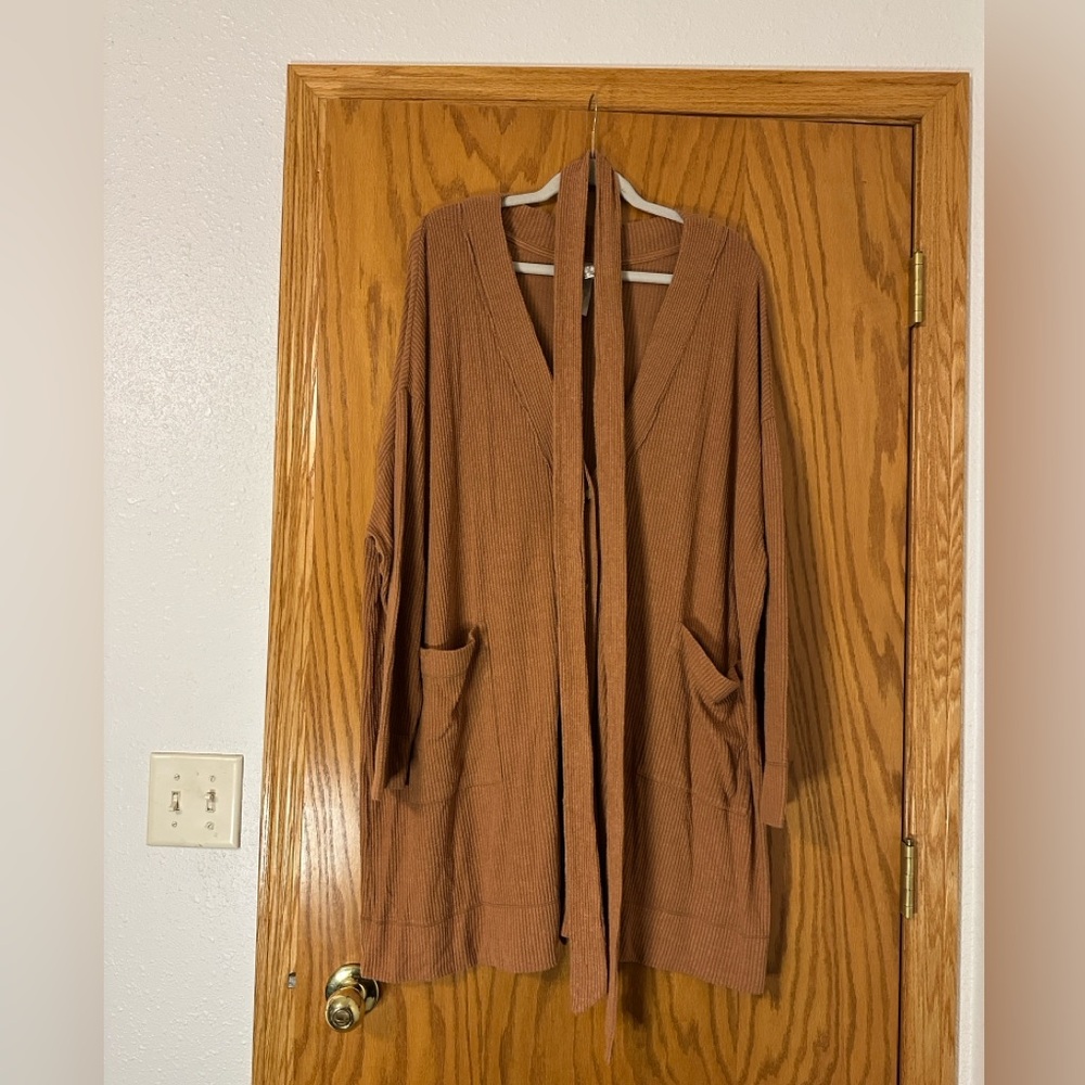 Intimately Free People Women's Rust Cardigan Ribbed Sweater - Size L